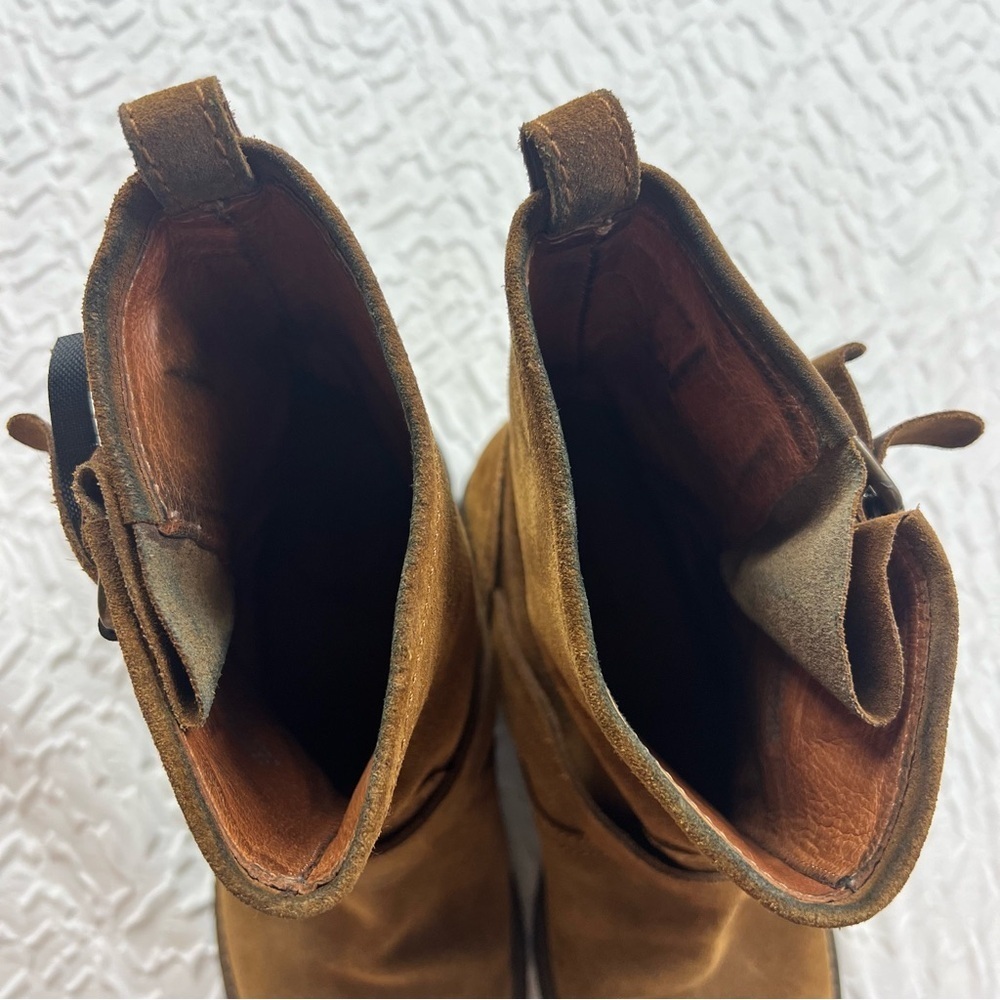 J Crew Boots 5.5 Brown Suede Shoes Biker Moto Buckle Engineer WARM CHESTNUT - Picture 10 of 10